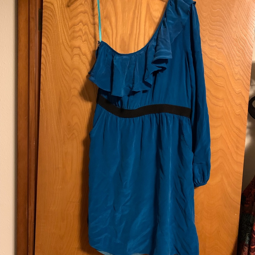 Teal One-shoulder cocktail dress